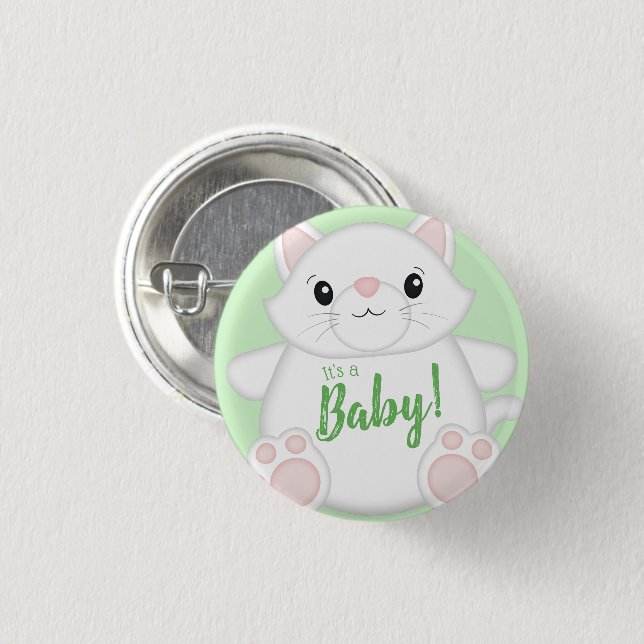 Macaron Rond 2,50 Cm Baby shower de chat Kitty (Devant & derrière)