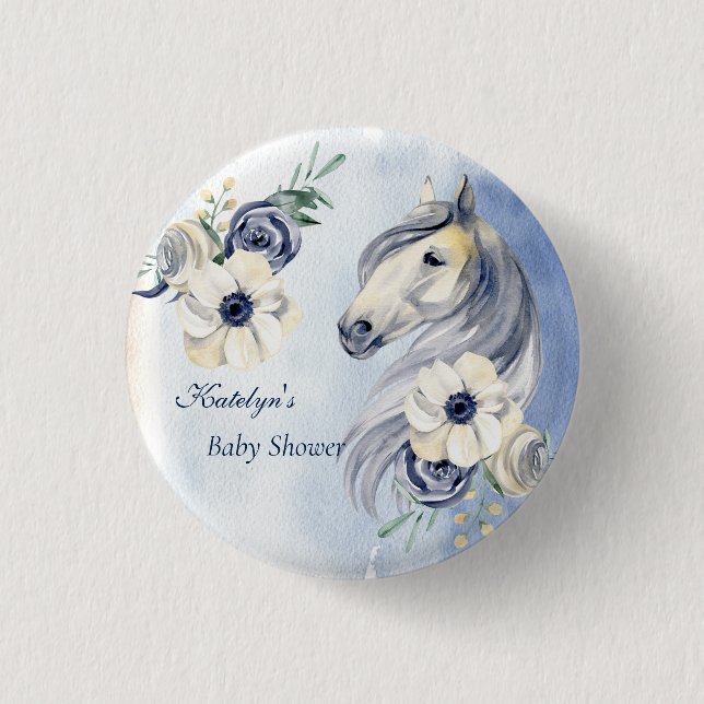 Macaron Rond 2,50 Cm Baby shower de fleurs d'aquarelle du ranch (Devant)