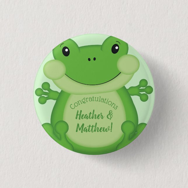 Macaron Rond 2,50 Cm Baby shower de grenouille vert (Devant)