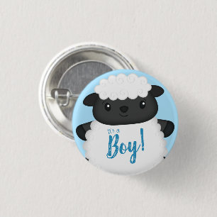 Macaron Rond 2,50 Cm Baby shower de mouton ferme Blue Boy