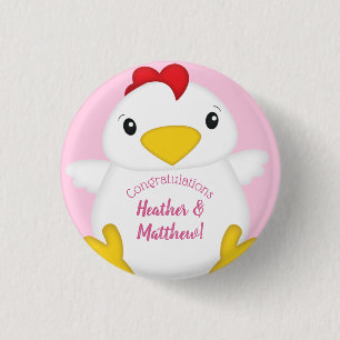 Macaron Rond 2,50 Cm Baby shower de poulet ferme rose