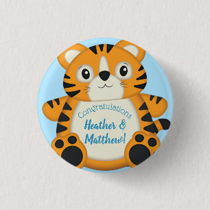 Macaron Rond 2,50 Cm Baby shower de tigre bleu