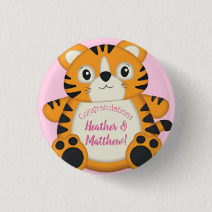 Macaron Rond 2,50 Cm Baby shower de tigre rose
