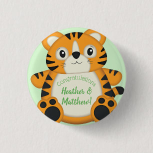 Macaron Rond 2,50 Cm Baby shower de tigre vert