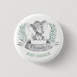 Macaron Rond 2,50 Cm Baby shower d'éléphant aquarelle