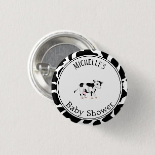 Macaron Rond 2,50 Cm Baby shower d'impression de vache blanche noire mo