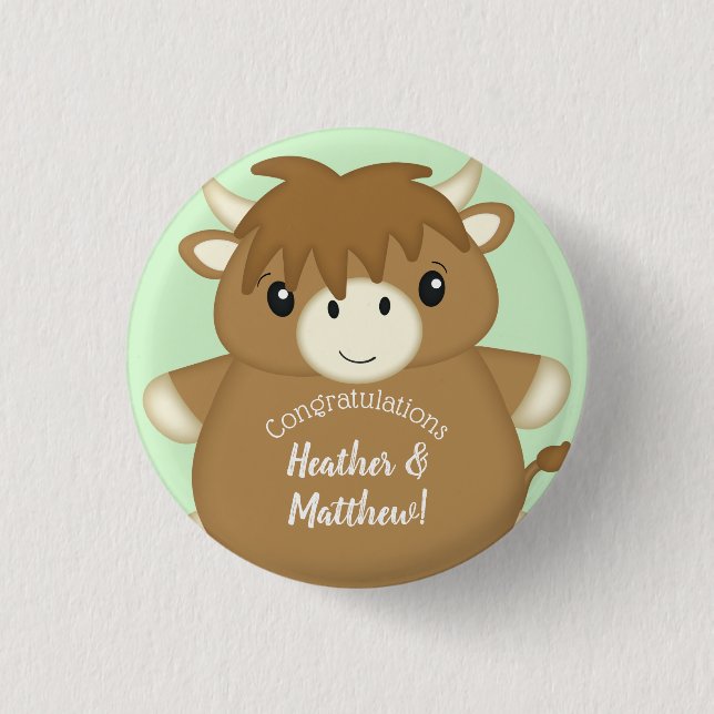 Macaron Rond 2,50 Cm Baby shower écossais Highland Cow (Devant)