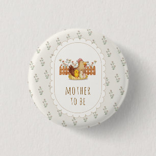 Macaron Rond 2,50 Cm Baby-Shower Fleurie Poulet Maman Future 