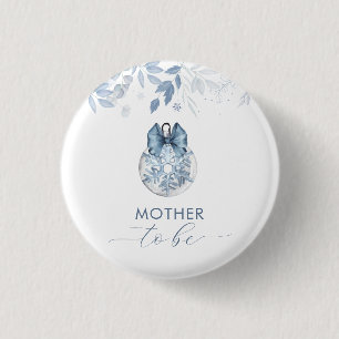 Macaron Rond 2,50 Cm Baby Shower Flocon de Neige Arc d'Hiver Maman à Ve