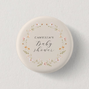 Macaron Rond 2,50 Cm Baby shower Floral fleur sauvage Boho