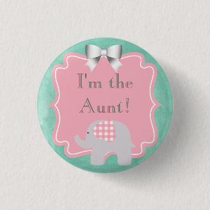 Macaron Rond 2,50 Cm Baby shower je suis la tante, soeur, papa, frère