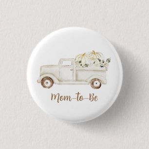 Macaron Rond 2,50 Cm Baby Shower Maman Future Maman Citrouille Beige Ne