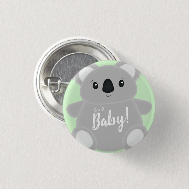 Macaron Rond 2,50 Cm Baby shower Ours Koala Vert (Devant & derrière)