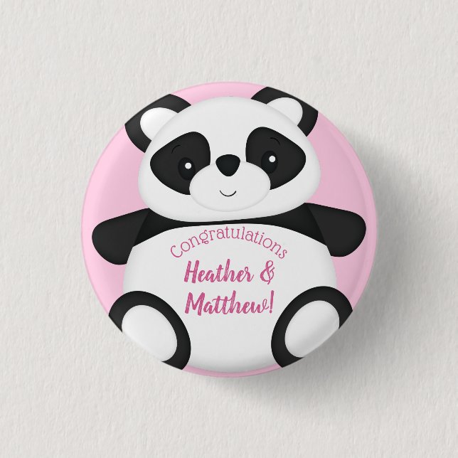 Macaron Rond 2,50 Cm Baby shower Ours Panda Rose (Devant)