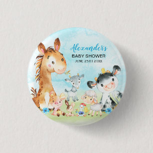 Macaron Rond 2,50 Cm Baby shower pour les animaux de ferme Watercolor