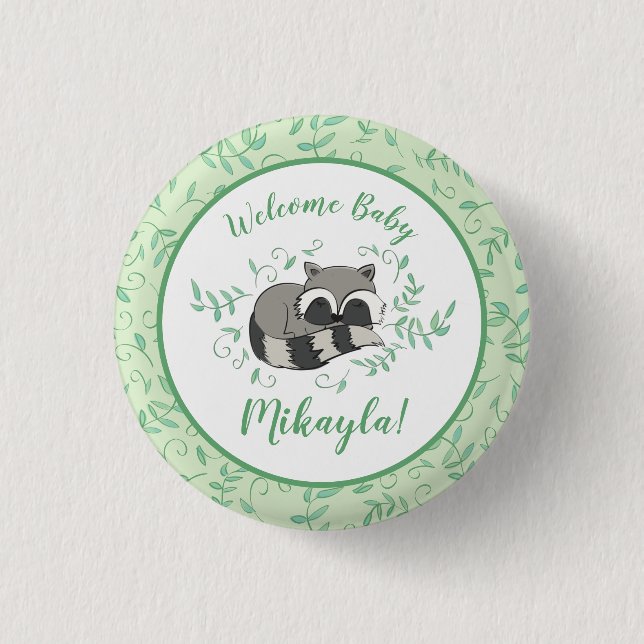 Macaron Rond 2,50 Cm Baby shower Raccoon (Devant)