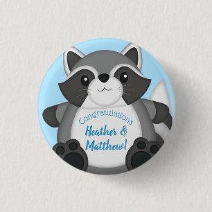 Macaron Rond 2,50 Cm Baby shower Raccoon bleu