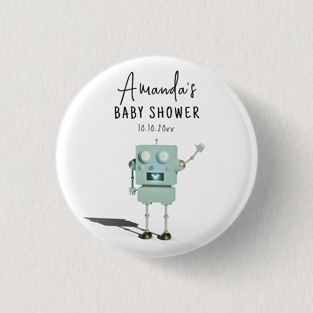 Macaron Rond 2,50 Cm Baby shower robot (Devant)