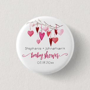Macaron Rond 2,50 Cm Baby shower Valentine Pink Hearts