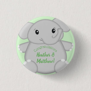 Macaron Rond 2,50 Cm Baby shower vert éléphant