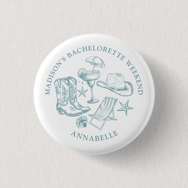 Macaron Rond 2,50 Cm Bachelorette Coastal Cowgirl (Devant)