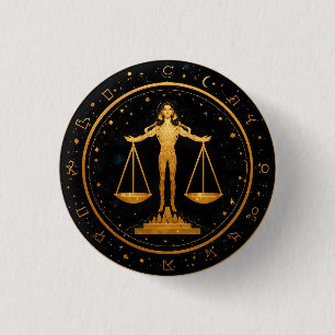 Macaron Rond 2,50 Cm Balance zodiacale en or