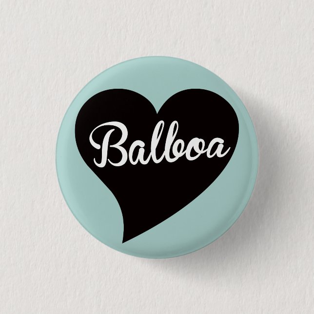Macaron Rond 2,50 Cm Balboa Noir Coeur Poudre Bleu (Devant)