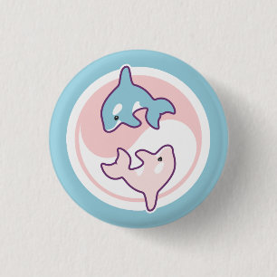 Macaron Rond 2,50 Cm Baleine mignonne Yin Yang d'orque