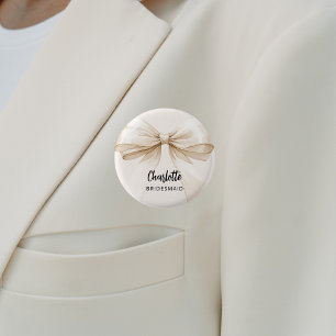 Macaron Rond 2,50 Cm Balise de nom beige beige de l'arc de Bridesmaid