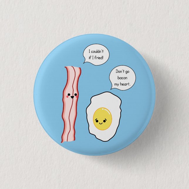 Macaron Rond 2,50 Cm Bande dessinée mignonne de lard et d'oeufs (Devant)
