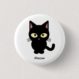 Macaron Rond 2,50 Cm Bande dessinée mignonne de meow de chat noir
