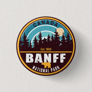 Macaron Rond 2,50 Cm Banff NP Canada Montagnes Rocheuses Souvenirs Vint