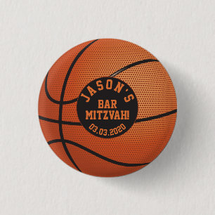 Macaron Rond 2,50 Cm Bar de basket-ball Orange personnalisé Mitzvah Fa