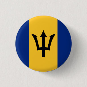 Macaron Rond 2,50 Cm Barbados Bajan Flag Barbadian Caribbean