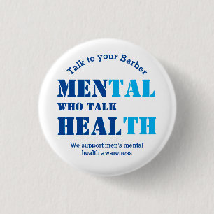 Macaron Rond 2,50 Cm BARBER SHOP TALK Men's Mental Health CUSTOM TEXT