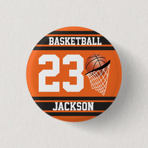 Macaron Rond 2,50 Cm Basket-ball personnalisé orange et noir
