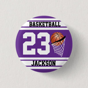 Macaron Rond 2,50 Cm Basket-ball personnalisé violet et blanc