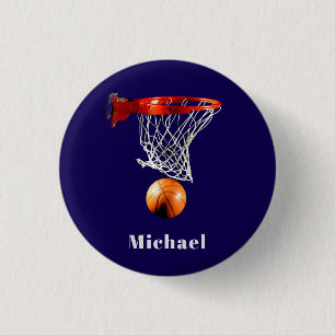 Macaron Rond 2,50 Cm Basketball Remplacez par Votre Nom