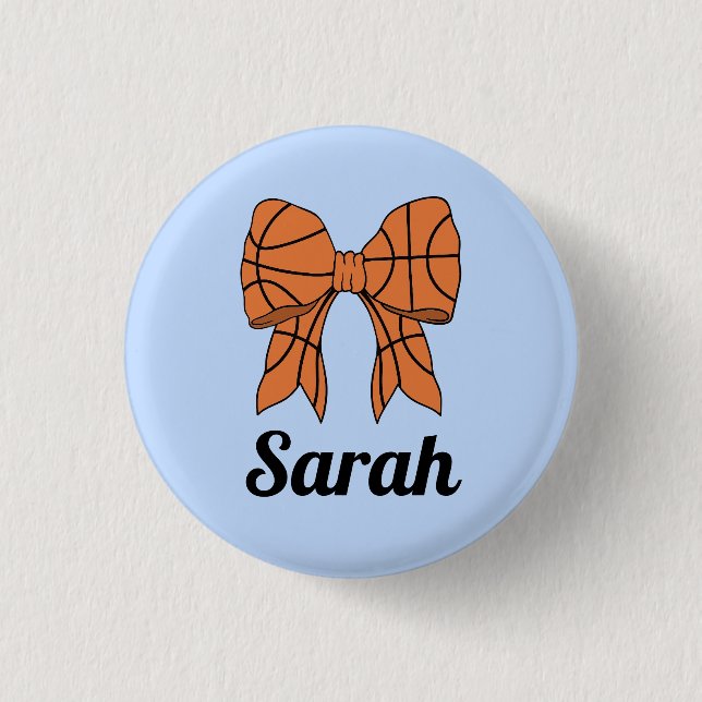 Macaron Rond 2,50 Cm Basketball Ribbon Bow Custom Button (Devant)