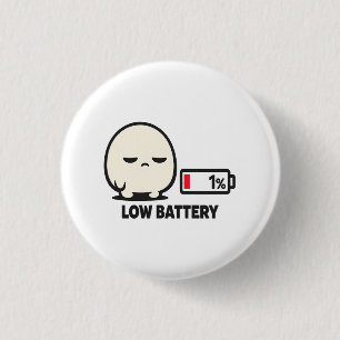 Macaron Rond 2,50 Cm Batterie faible 1% - Minimaliste Personnage Mignon