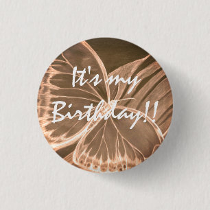 Macaron Rond 2,50 Cm Beau Button Papillon C'est mon anniversaire ! !