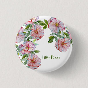 Macaron Rond 2,50 Cm Beaux roses d'aquarelle réalistes.