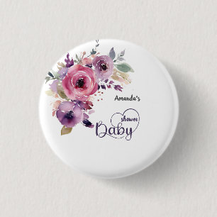 Macaron Rond 2,50 Cm Bébé en fleurs Floral Boho Aquarelle Baby shower