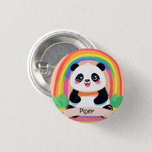 Macaron Rond 2,50 Cm Bébé mignon Panda arc-en-ciel