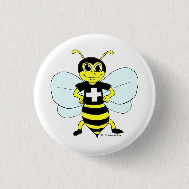 Macaron Rond 2,50 Cm Bee Positif Small Button (Devant)