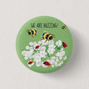 Macaron Rond 2,50 Cm BEES et LadyBugs - Art de LeahG Sauvez les abeille