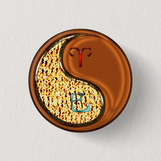 Macaron Rond 2,50 Cm Béliers et serpent à bois (Devant)