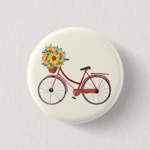 Macaron Rond 2,50 Cm Belle bicyclette Vintage avec tournesol  