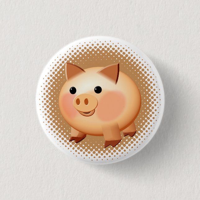 Macaron Rond 2,50 Cm Belle Cartoon Bébé porc (Devant)