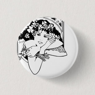 Macaron Rond 2,50 Cm Belle Femme avec Clovers & Shamrocks -